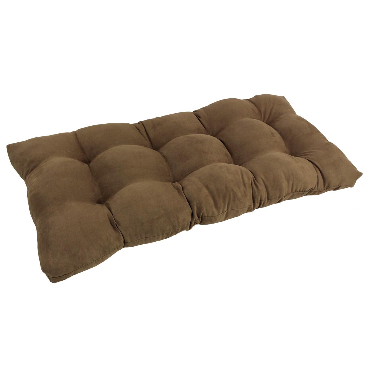 42-inch by 19-inch Squared Micro Suede Tufted Loveseat Cushion - Saddle Brown